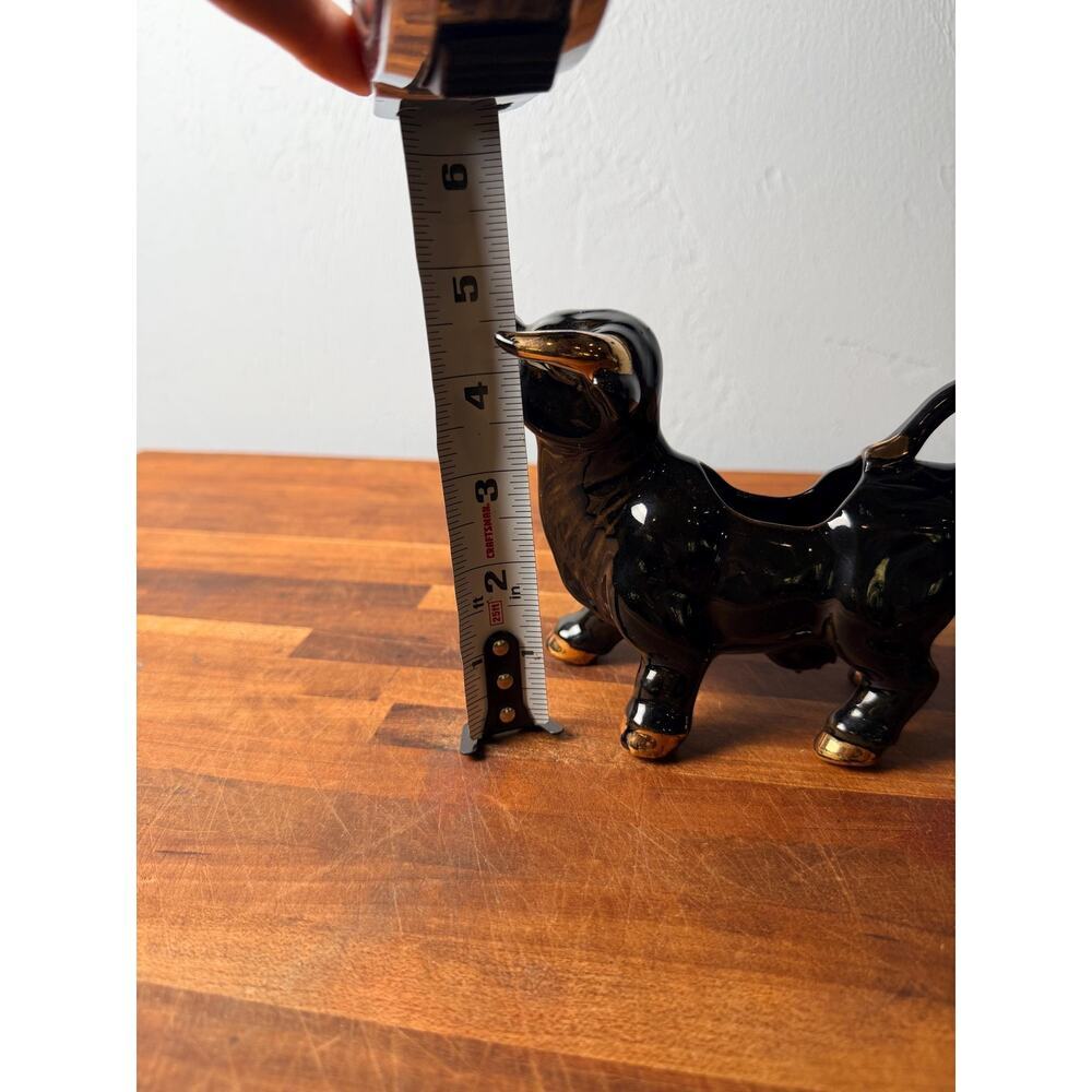 Vintage 1950s Black Bull Creamer | Gold Accents, Mid-Century Ceramic Pitcher - Picture 15 of 15